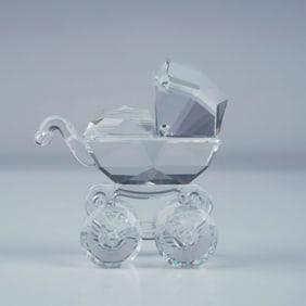 Swarovski Crystal Figurine, Baby Carriage with Box