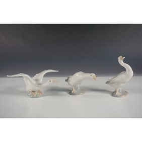 3pc Lladro Porcelain Duck Figurines
