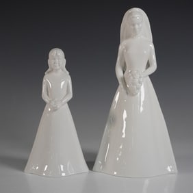2pc Coalport Moments Porcelain Bride and Bridesmaid Figurine