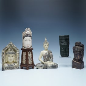 6pc Collection of Asian and Southeast Asian Buddha and Deity Busts