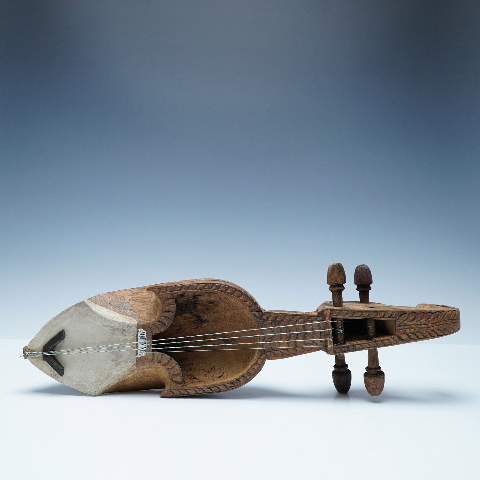 Nepal Hand-Carved Wooden Sarangi String Instrument (1 of 6)