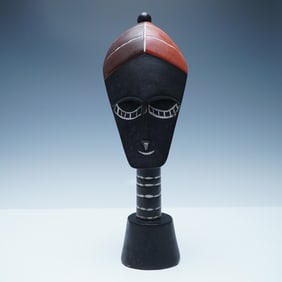Ghana Hand-Carved Wooden Female Mask Sculpture