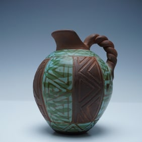 Handcrafted Peruvian Pottery Pitcher by Santdoc Paz