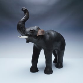 Vintage Leather Elephant Sculpture