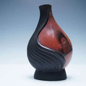 R. Crisanto Contemporary Swirl Ceramic Vase, Signed