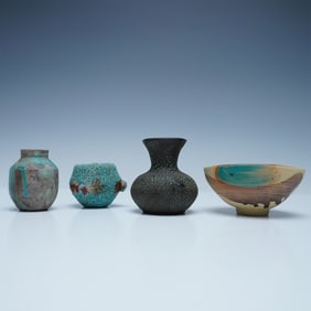 Studio Art Pottery Miniature Vase Grouping