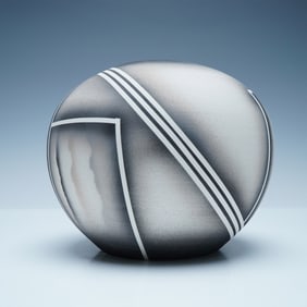 Signed Contemporary Geometric Ceramic Vessel by Steve Sanders