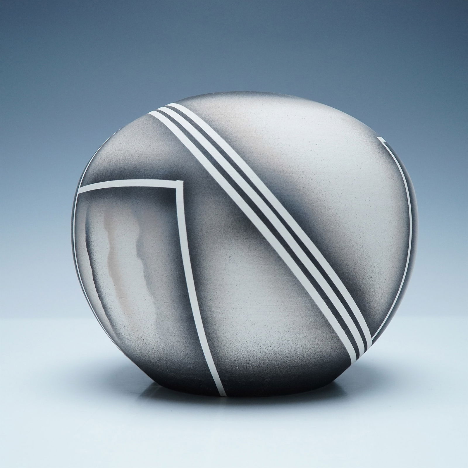 Signed Contemporary Geometric Ceramic Vessel by Steve Sanders (1 of 4)