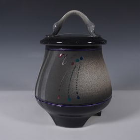 Art Studio Stoneware Lidded Jar, Signed