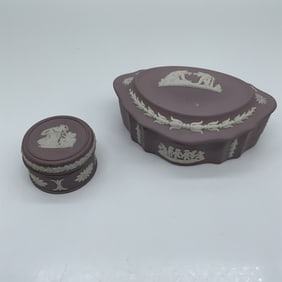 2pc Wedgwood Jasperware Lidded Boxes