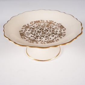 Lenox Porcelain Footed Dish, Gold Accents