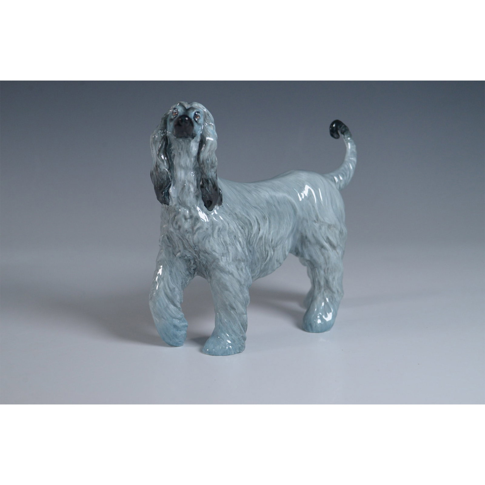 Royal Staffordshire Figurine, Afghan Hound: Royal Staffordshire English Bone China figurine of an Afghan Hound, modeled after Champion Daturrah Faedrah. This exquisitely detailed collectible features a flowing coat in shades of blue-gray with h