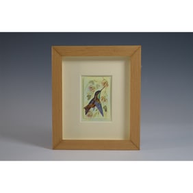 Elliot Hall Enamels Framed Hummingbird Artwork, Signed