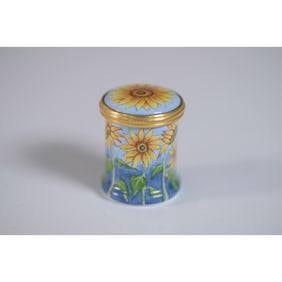 Elliot Hall Enamels Sunflower Thimble Box, Limited Edition