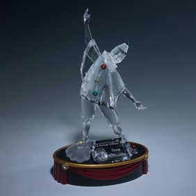 3pc Swarovski Crystal Figurine, Pierrot with Plaque and Base
