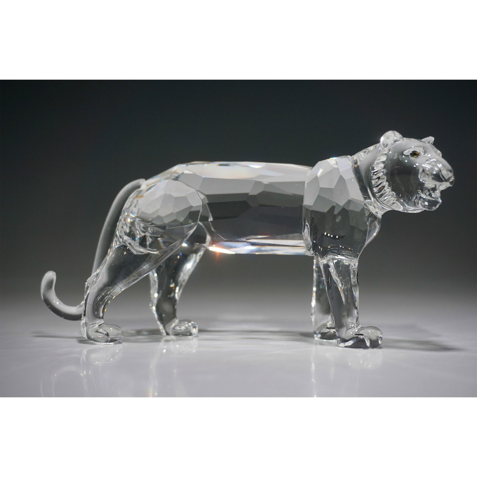 Swarovski Silver Crystal Figurine, Tiger with Box (1 of 4)