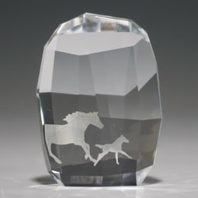 Swarovski Crystal Paperweight, Galloping Horses