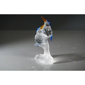 Swarovski Crystal Figurine, Malachite Kingfishers