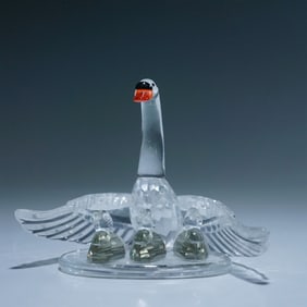 Swarovski Silver Crystal Swan with Cygnets on Base