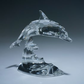 Swarovski Silver Crystal Dolphin Jumping on a Wave