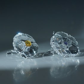 2pc Swarovski SCS Figurines, Wild Flower and Amur Flower