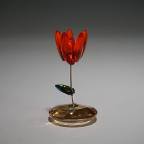 Swarovski Crystal Flower, Orange Tulip