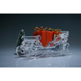 Swarovski Crystal Figurine, Sleigh with Gifts & Tree