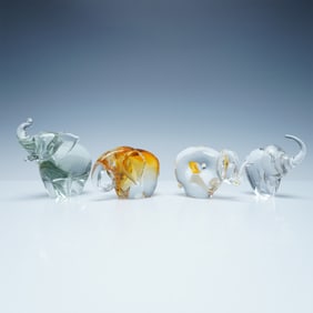 4pc Art Glass Elephant Sculptures including Rosenthal and Egermann