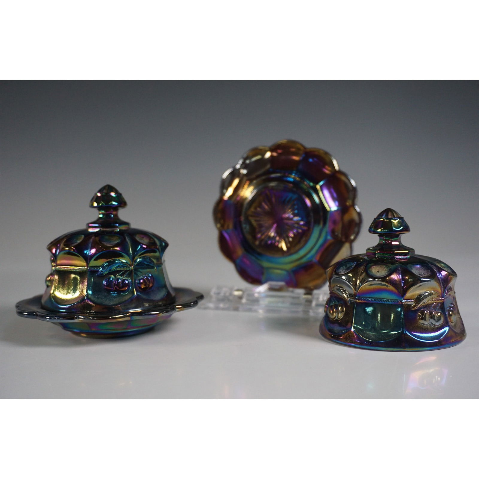 5pc Fenton Cobalt Blue Carnival Glass Collection (1 of 5)