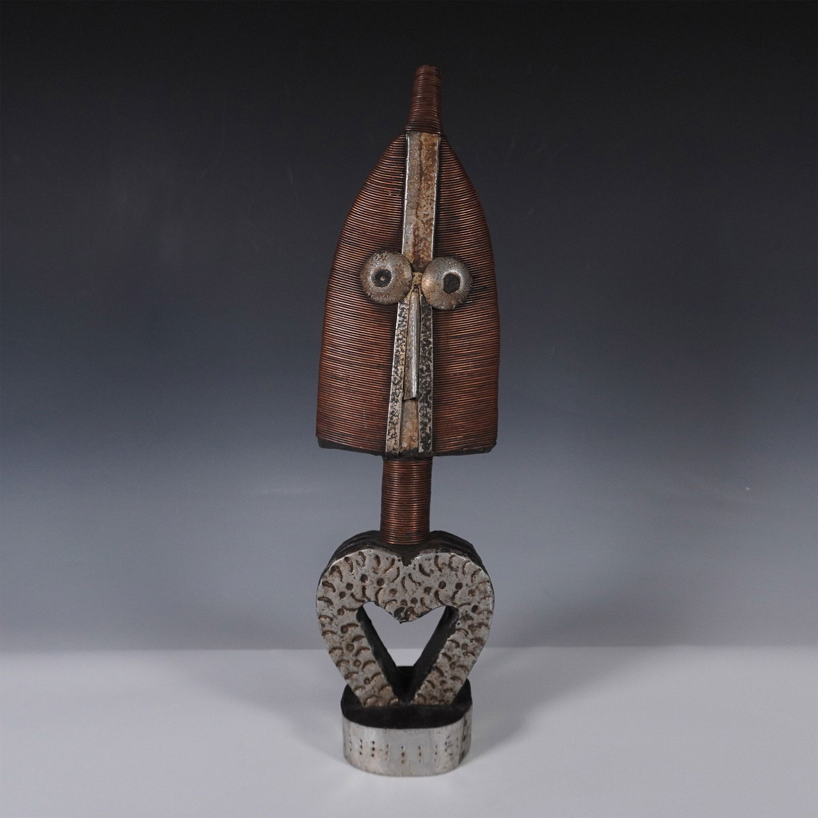 African Tribal Metal Mask Sculpture (1 of 3)