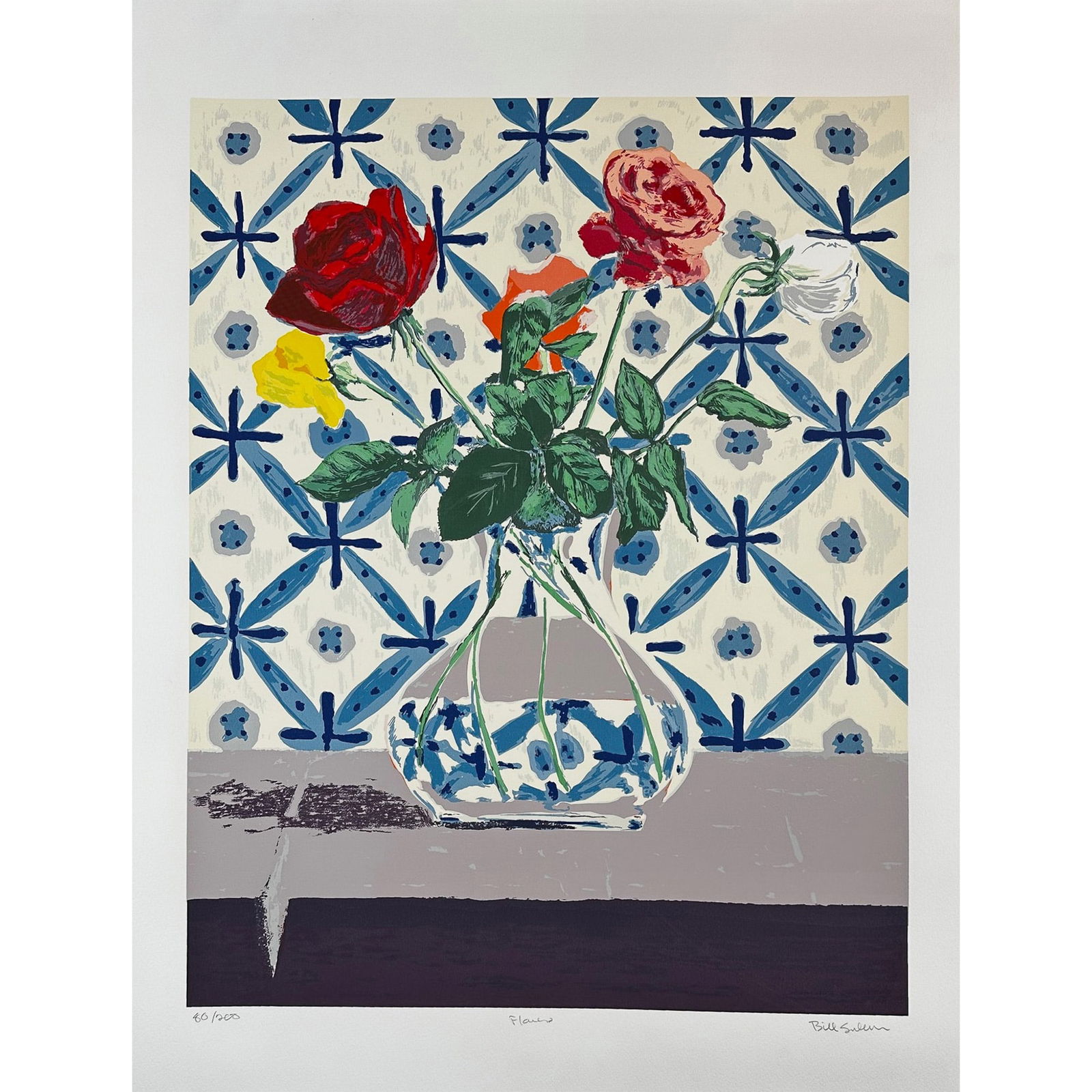 Bill Sullivan (American 1942-2010) Serigraph Flowers signed (1 of 5)