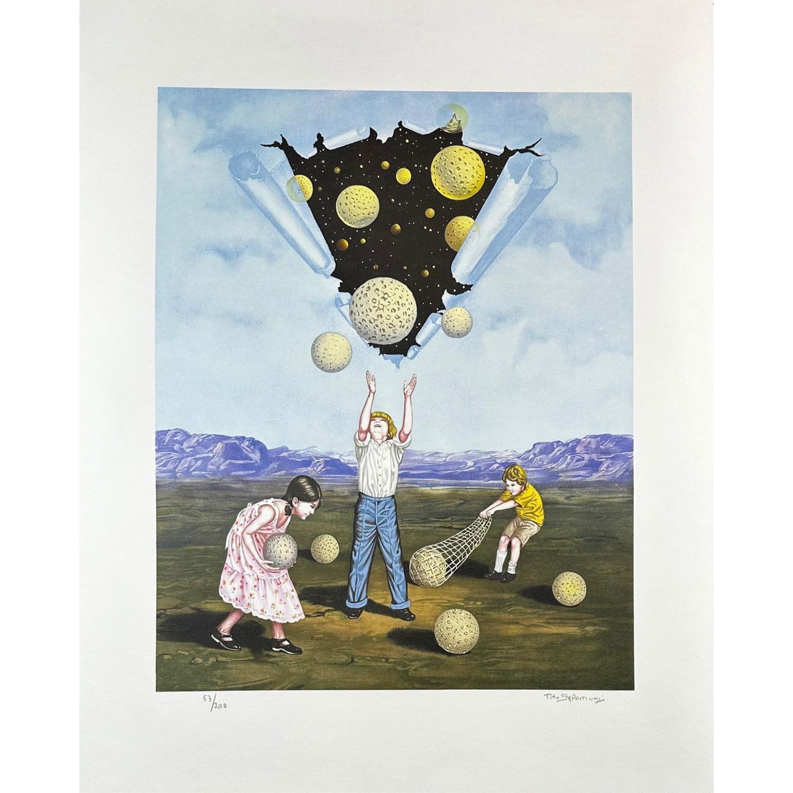 Tito Salomoni (1920-1989) Signed Lithograph, Catch a Star: Lithograph titled Catch a Star Signed lower right numbered 53/200 Sight size 23" x 29"
