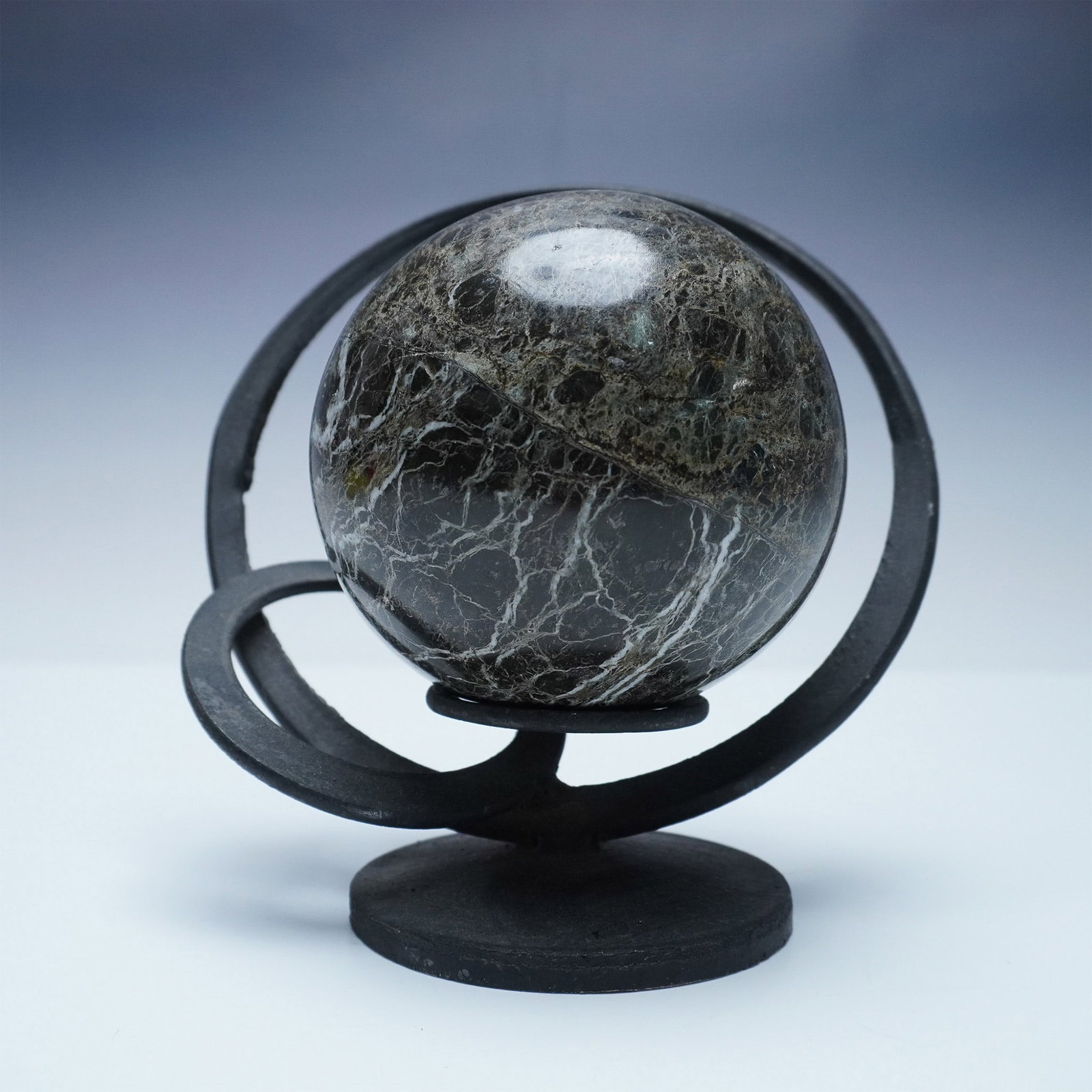 Stone Sphere Sculpture on Steel Base (1 of 4)