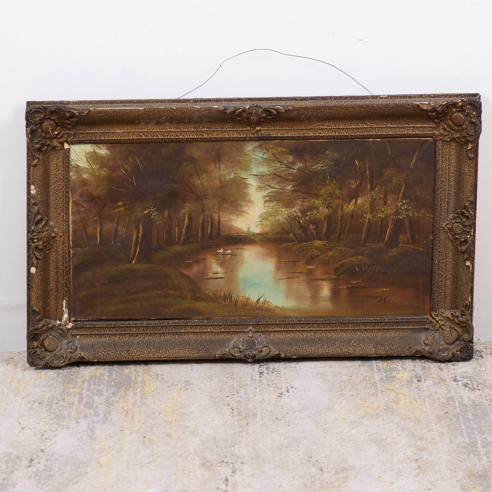 Original Oil on Canvas, Tranquil River Landscape, Signed (1 of 9)