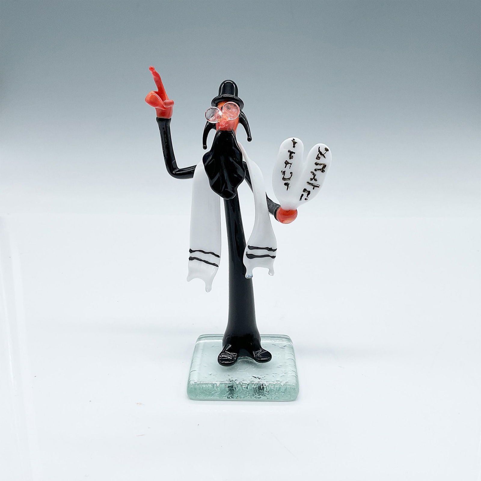 Moretti Raffael Art Glass Judaica Rabbi Figurine, Torah (1 of 3)