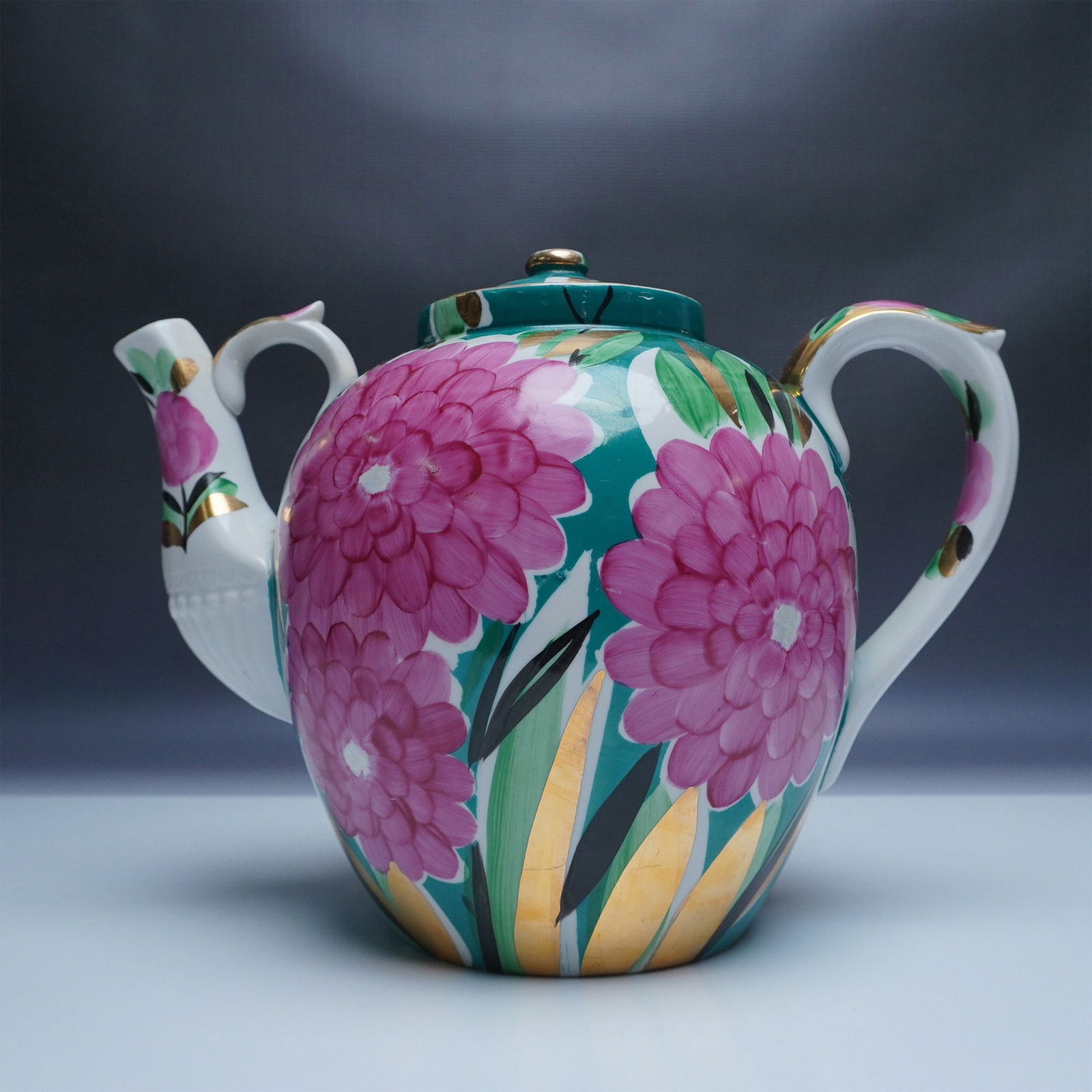 Dulevo Hand-Painted Porcelain Teapot w/Gilded Accents (1 of 5)