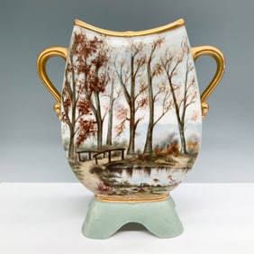 Hand Painted Porcelain Vase with Landscape Scene