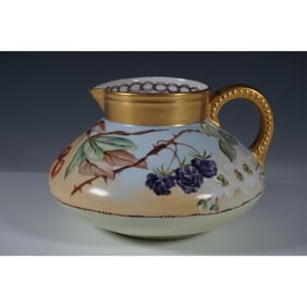 Bavaria Hand Painted Cherries & Berries Porcelain Pitcher