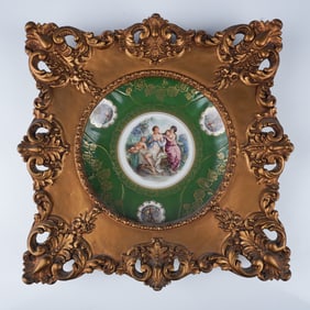 Mitterteich Bavaria Porcelain Plate in Gilt Frame