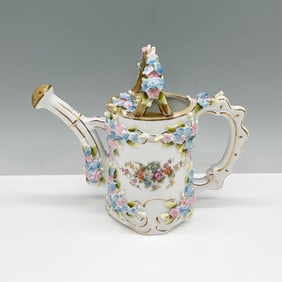 Dresden Porcelain Watering Can with Applied Flowers