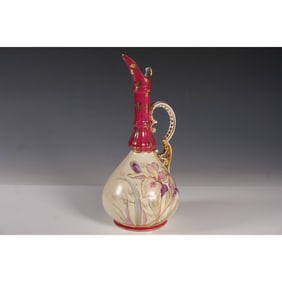 Victoria Carlsbad Austria Porcelain Hand Painted Floral Ewer