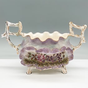 Antique Porcelain Gilt Handled Centerpiece Bowl