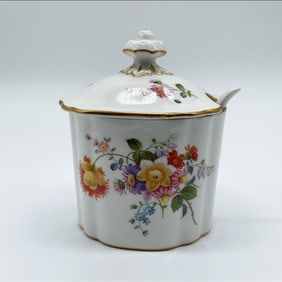 Royal Crown Derby Porcelain Sugar Bowl with Lid and Spoon