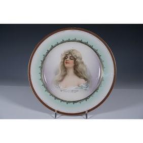 Antique Austrian Porcelain Portrait Wall Plate, Constance