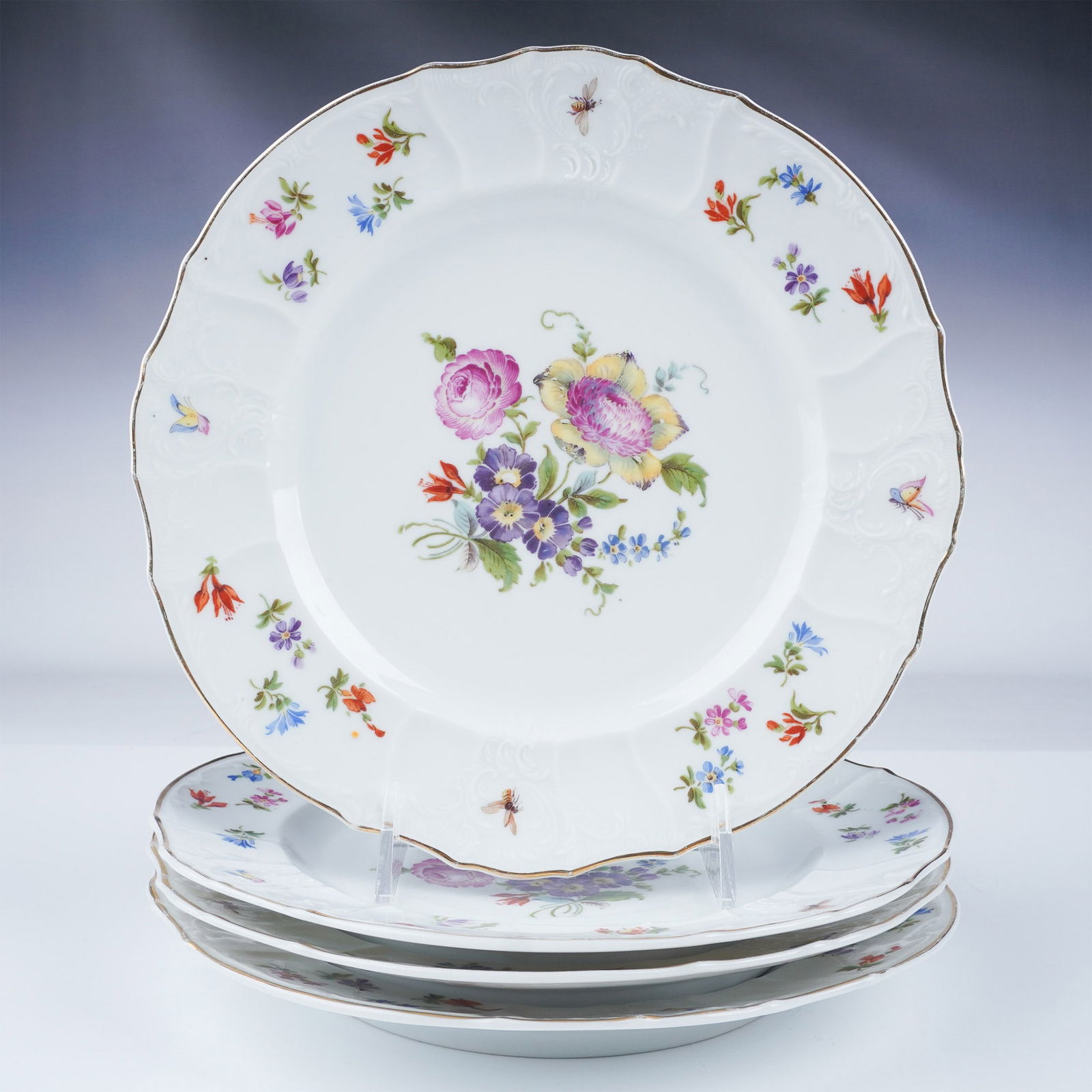 4pc H&C Crown Imperial Porcelain Floral Plates (1 of 5)