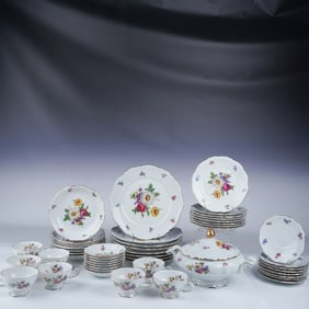 49pc Mitterteich Meissen Floral Porcelain Dinnerware Set