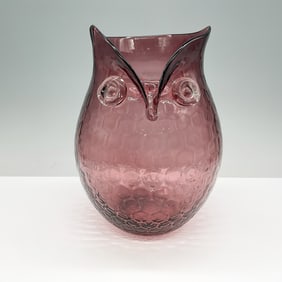 Vintage Amethyst Art Glass Owl Vase