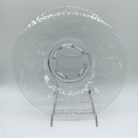 Etched Glass Centerpiece Plate, Floral Design