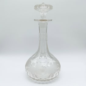 Vintage  Cut Glass Decanter with Stopper
