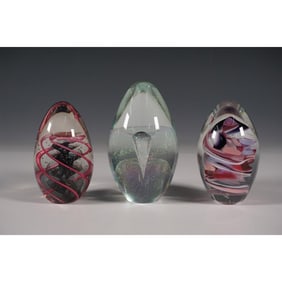 3pc Art Glass Paperweight Collection